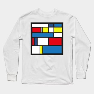 Mondrian Style Geometric Mosaic Pattern Long Sleeve T-Shirt